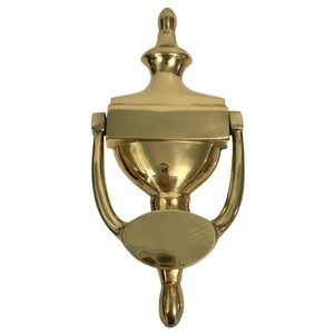 Vintage Polished Brass Door Knocker Colonial Style Gold Entryway Hardware 7" NEW
